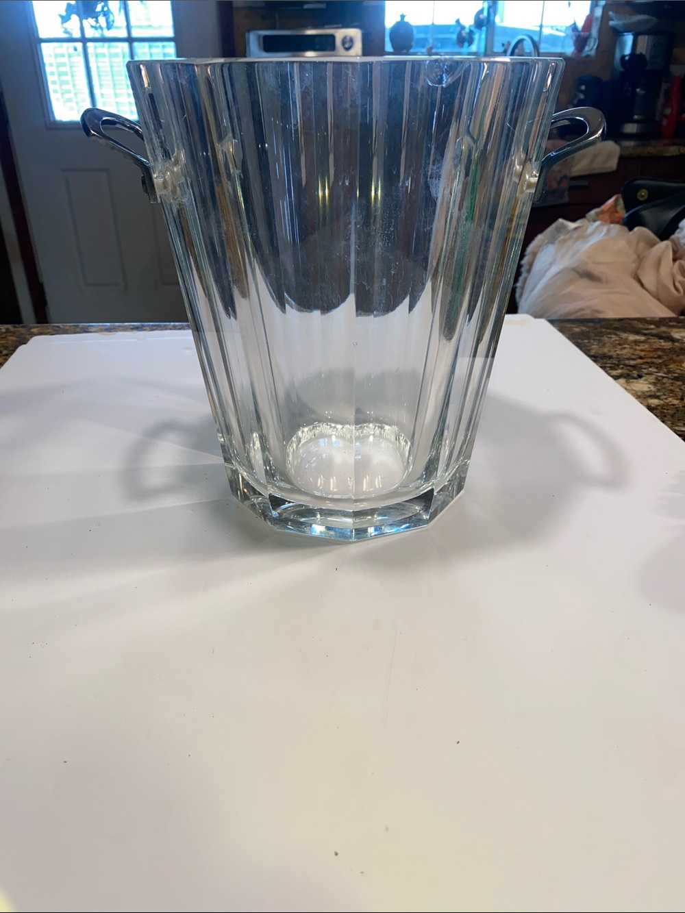 Sterling silver baccarat sterling silver and crystal ice bucket.